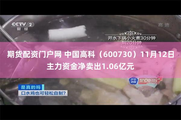 期货配资门户网 中国高科（600730）11月12日主力资金净卖出1.06亿元